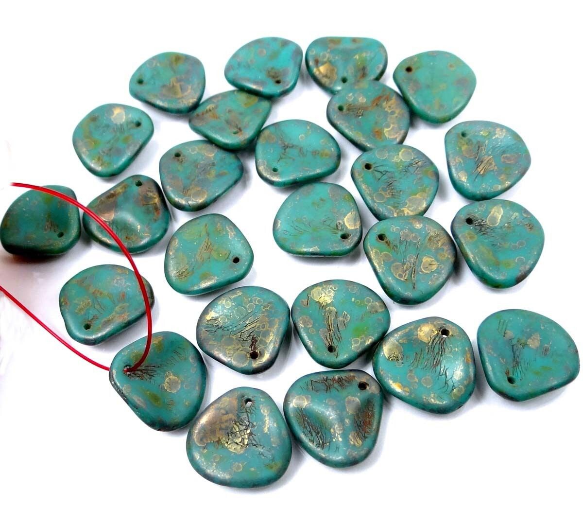 Rose Petal Czech Glass Beads 14x13mm BRONZE