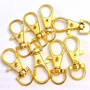 8 Swivel Lobster Clasps 35x13mm Golden Pewter for Key Rings & Dog Leashes  (p349)