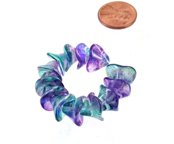 100Pcs Czech Glass Flower Beads,Rainbow Mix Trumpet 100Pcs Czech Glass Flower Beads,Rainbow Mix Trumpet