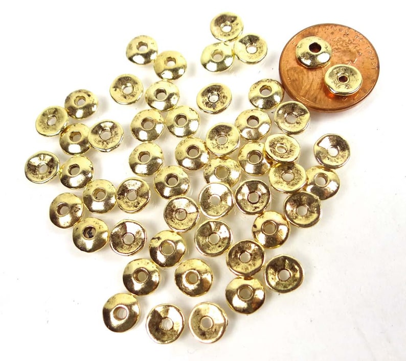 50 Antique Gold Pewter Washers Spacer Caps Beads 7mm p312 Etsy