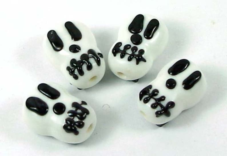 Lampwork Handmade Glass Skull Halloween Beads 18mm 4 Pc Etsy