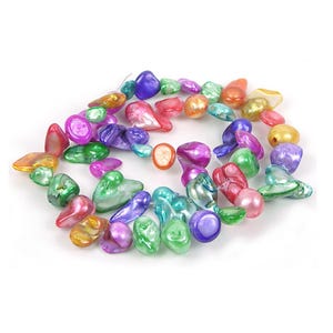Colorful Freshwater Mother of Pearl teeth Drop Bead Full Strand 16" (e5896)