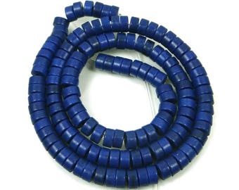 6mm Turquoise Heishi Rondelle Beads Full Strand  -  Cobalt / Indigo Blue (e6728)