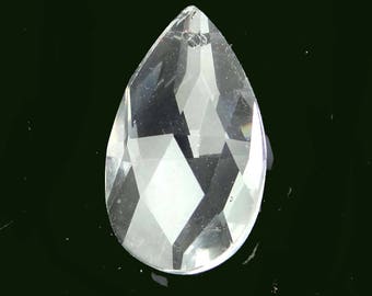 38mm Clear Glass Quartz Faceted Teardrop Pendant Bead (e7863)