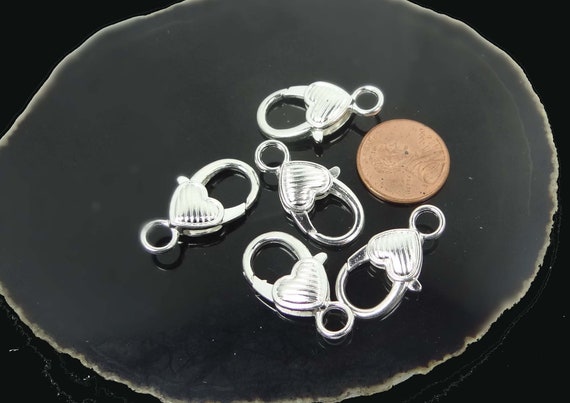 27x13mm Large Antique Bronze Pewter Striped Heart Lobster Claw Clasps 5