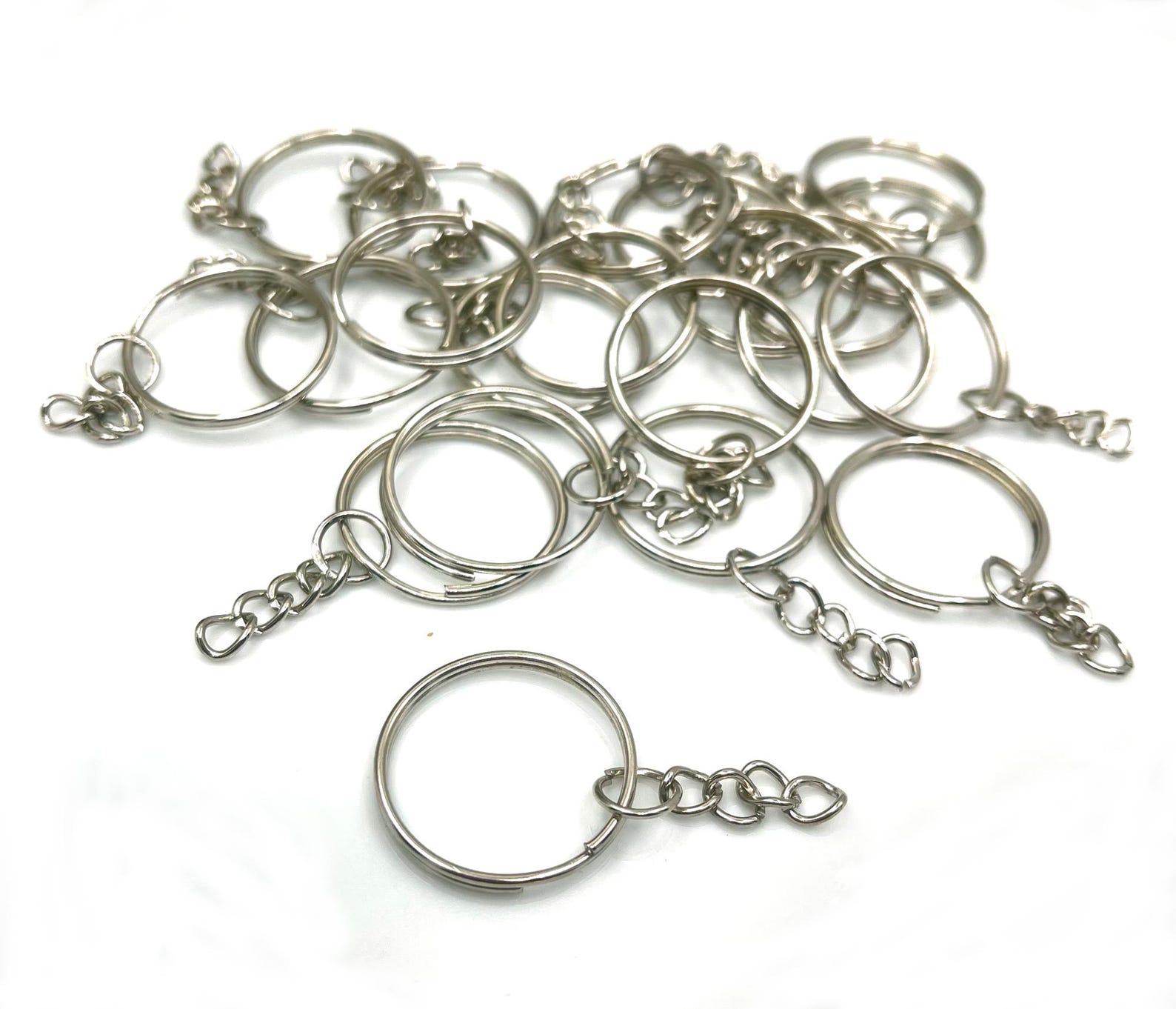 Practical Key Chain Rings 4, 10, 20 or 50 Bulk Key Chain Rings Silver Starter Chain Base Split ...