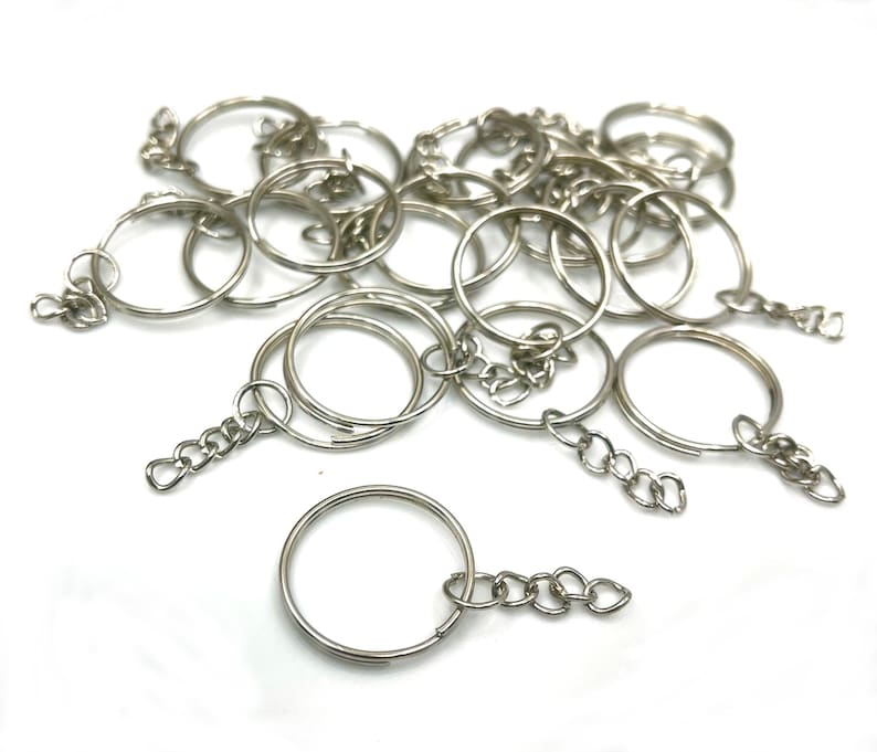 Key Rings Attach 4, 10, 20 or 50 Bulk Key Chain Rings Silver Starter Chain Base Split ...