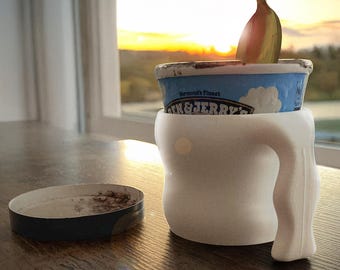 Becher - 3D Gedruckter Eis Pint Halter mit Griff - Eis gemütlich