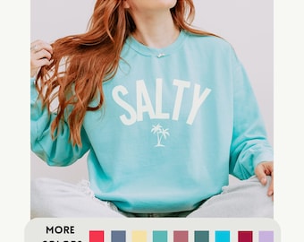 Comfort Colors Salty Beach-sweater: kledingstukgeverfde zomerronde hals