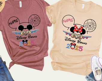 Personalized Disney Mickey & Friends Matching Bound Shirt, Disneyland Plane Family Vacation Shirt, Disneyworld Group, Disney Trip 2025 Tee