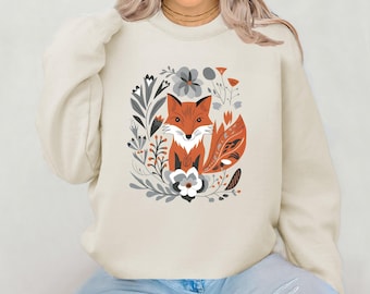 Fox Cottagecore Sweatshirt, Vintage Forest Animal Pullover