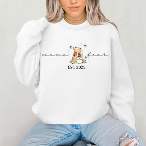 Custom Est Mama -Papa Bear and Baby Bear Shirt, Family Bear Matching Shirt, Baby Shower Shirts for New Mom and Dad, Cute Baby Bear Shirt
