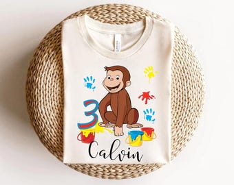 Custom Curious George Birthday Shirt, Family Matching Party Tee