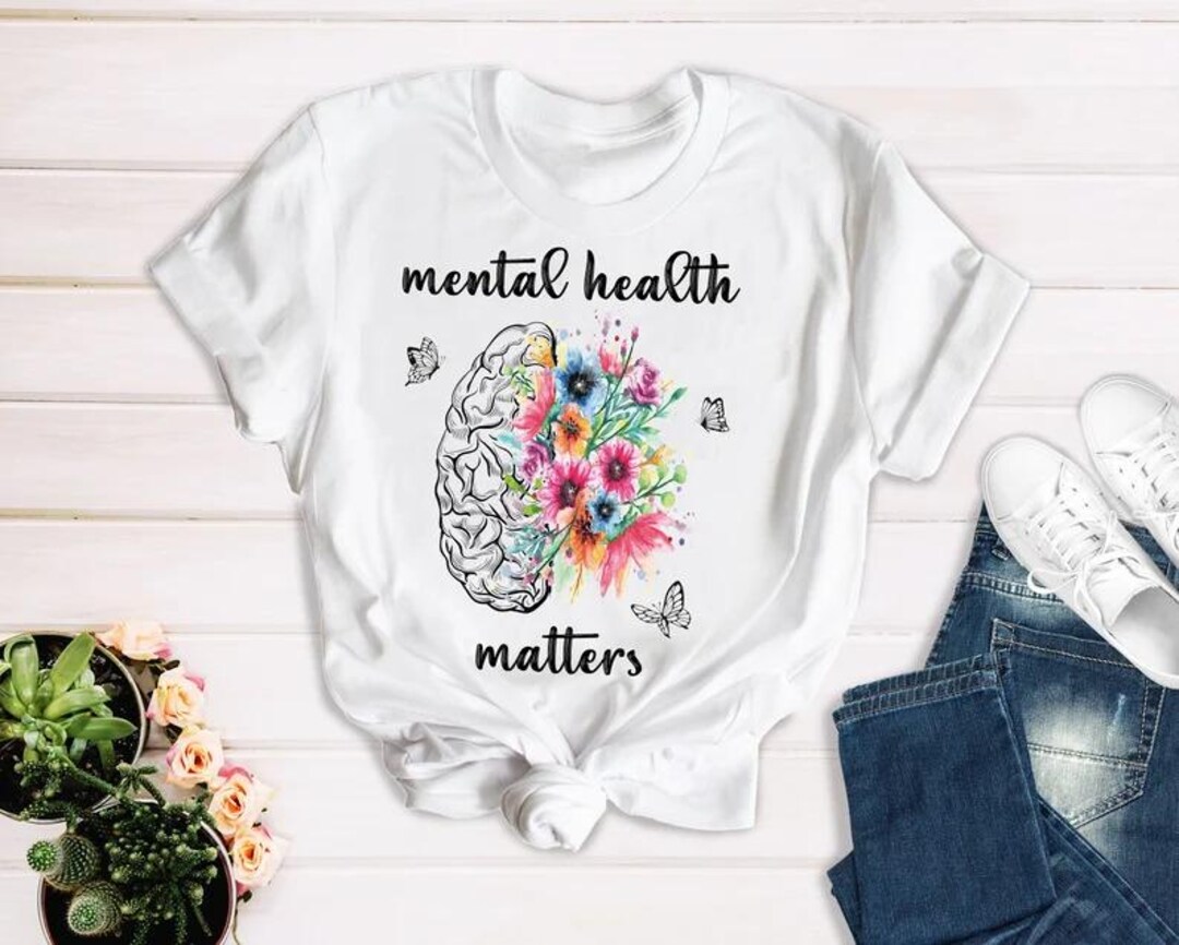 Floral Brain Mental Health Matters Tee - Therapist Gift - Etsy