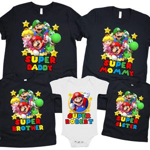 Custom Mario Birthday Shirt, Mario family shirt, Personalize Super Mario Family Shirts, Level Up Birthday Shirt, Custom Super Mario Shirt