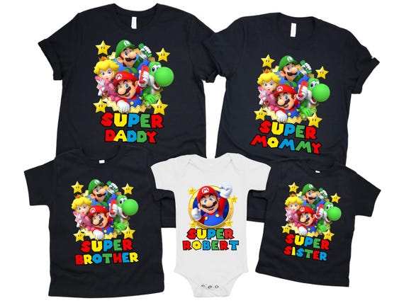 Custom Mario Birthday Shirt, Mario family shirt, Personalize Super Mario Family Shirts, Level Up Birthday Shirt, Custom Super Mario Shirt