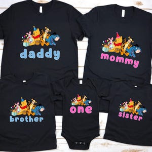Winnie The Pooh Matching Family Birthday Shirts, Classic Pooh 1st Birthday Outfit, Pooh Mommy and Me Shirts, Pooh Bear First Birthday Shirt