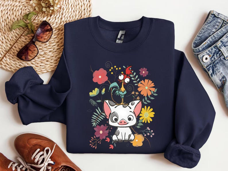 Disney Moana Sweatshirt, Hei Hei and Pua Floral Long Sleeve Shirt image 2