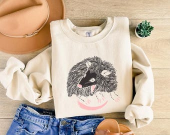 Opossum Graphic Sweatshirt, Trendy Meme Style