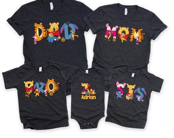 Winnie The Pooh Dad And Mom Shirt, Disney Parents Matching Shirt, Family Disneyland Trip Shirt, Disney Family Pooh Bear Matching Shirt