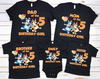 Custom Blue Birthday Family Matching Cotton T-Shirts