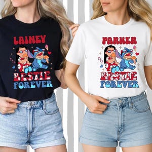Custom Name Vintage Disney Lilo & Stitch Shirt, Disney Bestie Forever Shirt,Disneyland Family Matching Trip,WDW Magic Kingdom,Disneyland Tee