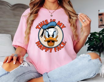Donald Duck 'Happy Face' Disney Shirt, Vintage Style, Disneyland Trip