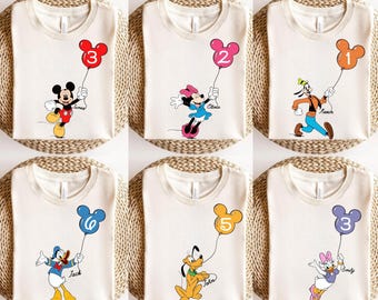 Custom Disney Birthday Shirt, Mickey Balloon, Personalized Gift