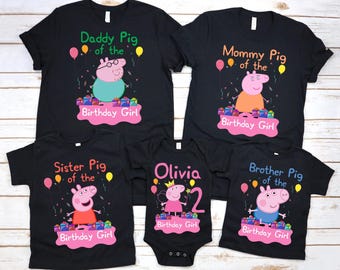 Custom Pig Birthday Shirt, Birthday Party Tshirt, Birthday Boy and Girl Pig Shirt,Toddler Birthday Shirt,Personalized Family Birthday Tshirt