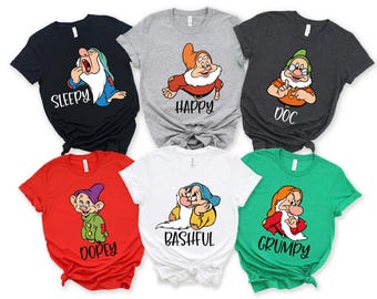 Seven Dwarfs Shirts, Seven Dwarfs, Disney Group Shirts, Snow White, Disney Family Shirts,  Disney family, 7 dwarfs, Shirts for Family