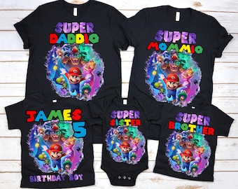 The Super Mario Galaxy Movie 2026, Personalized Super Mario Family Birthday Shirt, Mario Luigi Princess Peach Birthday Girl, Birthday Boy