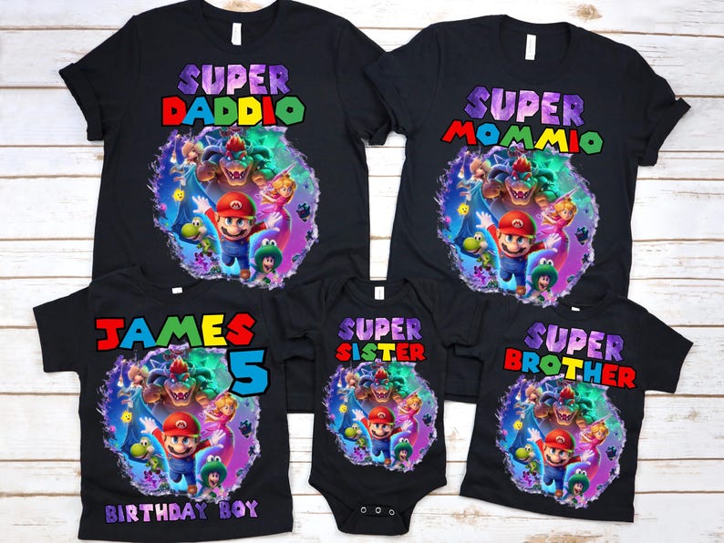 The Super Mario Galaxy Movie 2026, Personalized Super Mario Family Birthday Shirt, Mario Luigi Princess Peach Birthday Girl, Birthday Boy