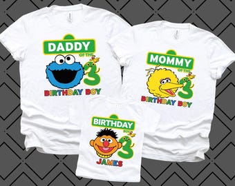 Sesame Street Birthday Family Custom Shirt, Sesame Street Custom Birthday T- Shirt, Personalized Toddler tee, Family Matching Birthday tee