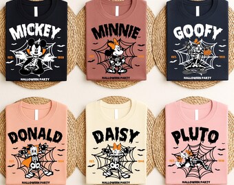 Vintage Disney Mickey And Friends Halloween Shirt, Disney Family Shirts, Disney Halloween Group Shirts, WDW Disneyland Halloween Trip Shirt