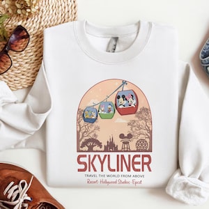 Retro Disney Skyliner Shirt, Resort Hollywood Epcot Shirt, Mickey and Friends Skyliner Travel The World From Above, Disney Ride Shirt