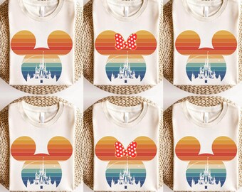 Retro Sunset Mickey Mouse T-Shirt, Magic Kingdom Family Shirts
