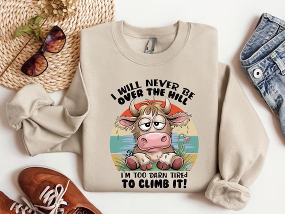 Funny Highland Cow Sweatshirt: Sarcastic Meme Crewneck
