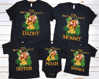 Camiseta de cumpleaños del Rey León, camiseta de Simba, camisetas de cumpleaños familiares a juego, camiseta de cumpleaños para niño, conjunto de cumpleaños familiar, camiseta personalizada para niño pequeño