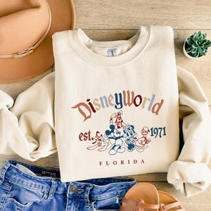 Disney Sweatshirt, Retro Mickey And Friends Disneyworld Youth Sweatshirt, 2024 Disney Trip, Disney Family Vacation, Disneyland Sweatshirt