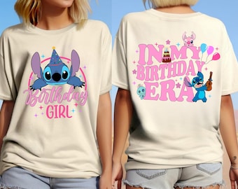 Disney Stitch Birthday Girl T-Shirt, Custom Birthday Era Tee