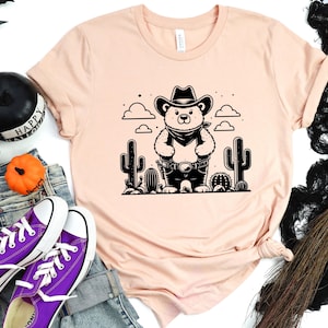 Retro Desert Bear T-Shirt: Texas Cowboy Style