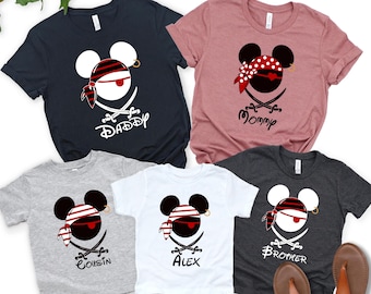 Custom Disney Pirate Family T-Shirt, Mickey Minnie Cruise Shirt