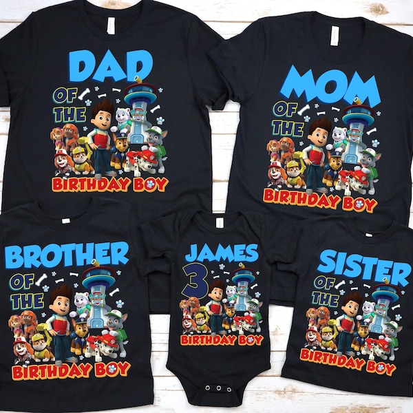 Custom Family Patrol Shirt, Family Patrol Shirt, Paw Birthday Party, Personalized Paw Birthday Tee, Family Matching Birthday Shirt