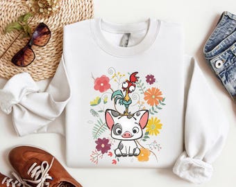 Disney Moana Sweatshirt, Hei Hei and Pua Floral Long Sleeve Shirt
