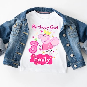 Pig Birthday Shirt, Custom Pink Pig Birthday Shirt, Pepa Birthday Party Shirt, Personalized Toddler Birthday Girl Outfit, Piglet Family Tees