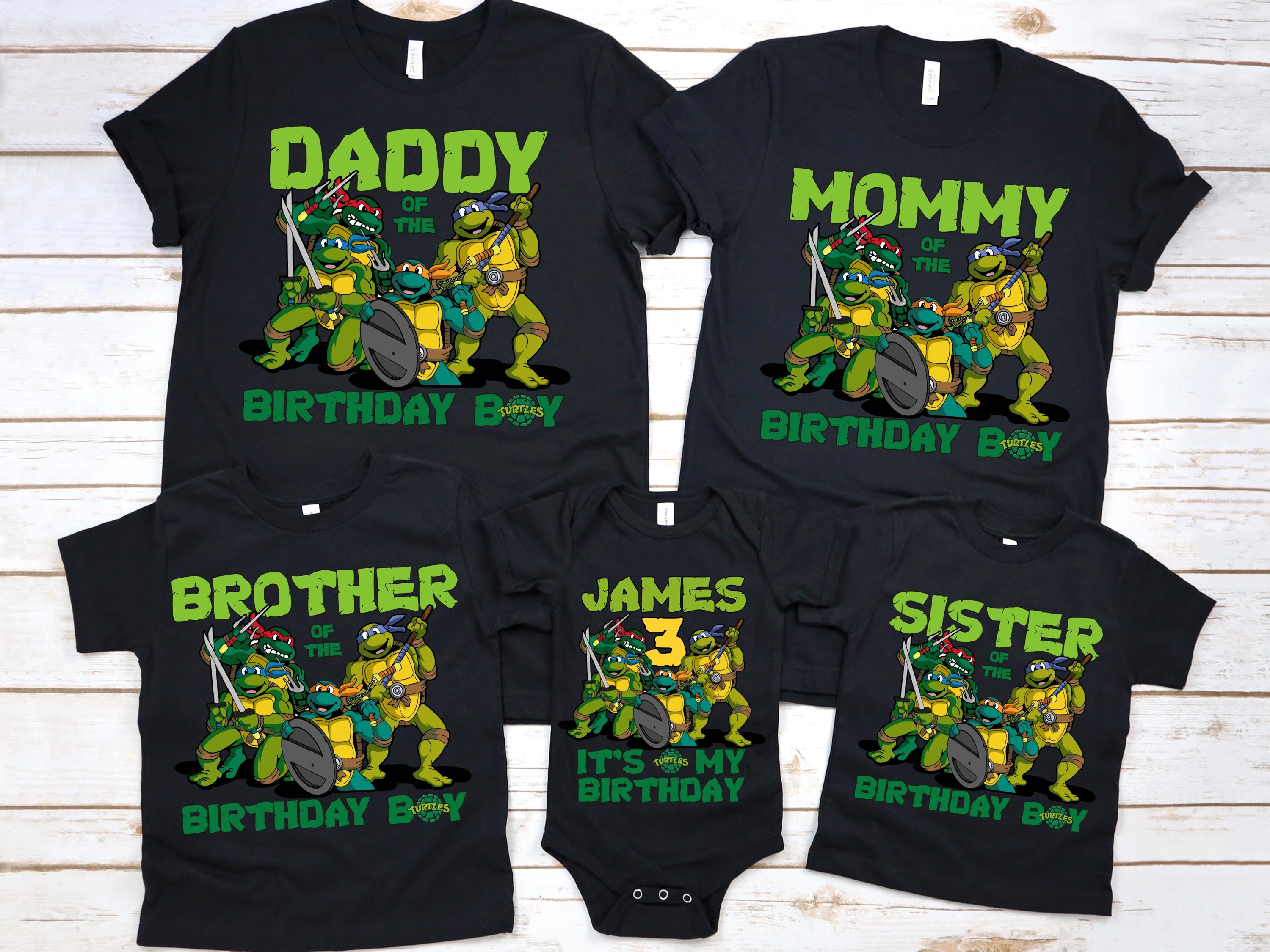 Custom Turtles Family Birthday Shirt Green Turtles Shirts Turtles Anime Birthday Boy T-Shirt Green Turtles Family Matching Tee Green Turtles