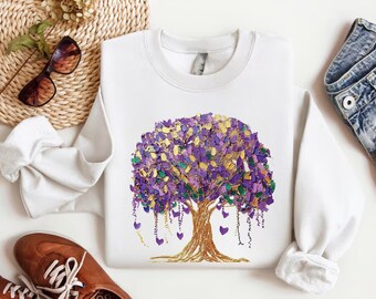Mardi Gras Tree Sweatshirt: Unisex Bead Shirt