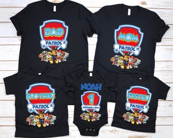 Patrol Birthday, Family Patrol Shirt, Paw Birthday Party, Cartoon Shirt, Personalized Patrol Birthday Shirts, Birthday Family Matching Shirt