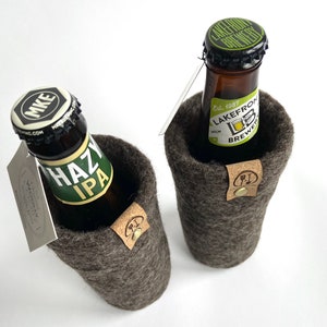 Guy Gifts, 7th Anniversary Wool Gift for Men, Present for Husband, Fathers Day Beer Gifts, Bottle Sleeve, Tallboy Can Cover 16 oz image 7