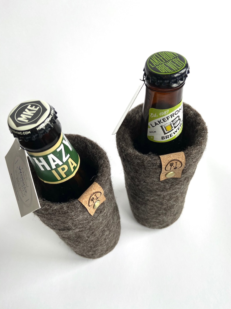 Guy Gifts, 7th Anniversary Wool Gift for Men, Present for Husband, Fathers Day Beer Gifts, Bottle Sleeve, Tallboy Can Cover 16 oz image 7